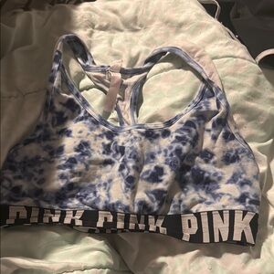 PINK Victoria's Secret Blue Racerback Sports Bra